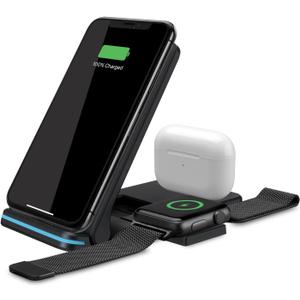 iLive 3-in-1 Wireless Charging Stand Black