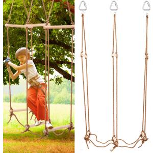 Simgoing Climbing Rope Ninja Ladder for Kids, Playset Ladder for Ninja Warrior Obstacle Course Accessories, Rickety Bridge, Playground Treehouse Swing Indoor Outdoor