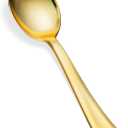 300 Gold Disposable Plastic Flatware Set - 100 Forks, 100 Spoons, 100 Knives - Heavy Duty Silverware for Party Bulk