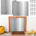 Therwen 2 Sets 36 x 36 Inches Silver Door Kick Plate for Exterior Doors, Satin Aluminum Kick Plates with Screws for Wood Metal Interior/Exterior Anti Scratch Door Protection