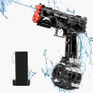 Electric Water Gun for Adults&Kid,Transparent Automatic Squirt Guns High Powered IP67 Waterproof, Bodinator Classic Water Pistol Blaster Soaker for Summer (1P, Black)
