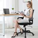 BestOffice | Ergonomic Office Chair | Mid-Back Swivel Desk Chair | Breathable Backrest & Lumbar Support | Adjustable Height | Sponge Seat | Rolling Wheels | Black | for Adults & Women