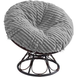 Papasan Chair Cushion Cover ONLY(Without Cushion), Removable Faux Fur Slipcover with 8 Ties & Zipper, Machine Washable Soft Fluffy Shaggy Covers(Light Grey, 50"x50")