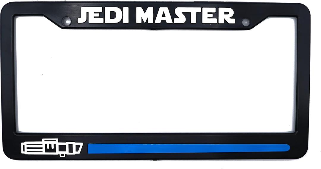 Jedi Master 3D Raised License Plate Frame | 1 Pack Car License Plate Cover | Universal US Car Black License Plate Holder | Auto Accessories (Car, Truck and SUV)