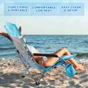 Huwena 2 Pack Beach Chairs with Umbrella for Adults, Low Folding Chair Set, Adjustable Detachable Umbrella, Lightweight Portable with Cup Holder & Carry Bag, for Beach Camping Travel(Blue)