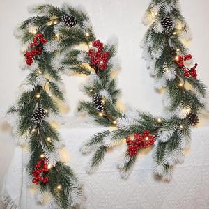 Dense Christmas Garland with Lights 6.56 FT Christmas Long Cedar Garlands for Xmas Tree Christmas Snowy Winter Pine Garlands Greenery Garland for Table Mantle Wall Indoor Outdoor Decorations