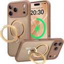 360 Spin Magnetic Stand for iPhone 17 Pro Max Case, [Fit for MagSafe][Military Protection][Full Camera Protection] Adjustable Kickstand iPhone Case for iPhone 17 Pro Max 6.9", Brown