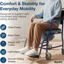 Steel Commode Wheelchair for Adults with Flip-Up Armrests, Padded PVC Seat, 5” Wheels with Brakes, Removable Bucket & Footrests