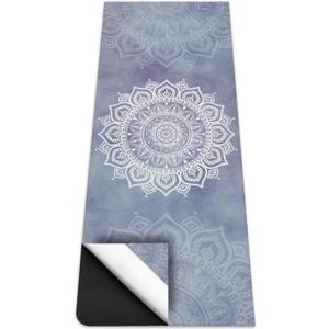 Hot Yoga Mat Towel with Corner Pockets Yoga Towels for Hot Yoga Non Slip with Travel Bag Sweat Absorbent Yoga Blankets Mat Cover for Workout Gym 70"x26" (Blue Flower-02, 70x26)