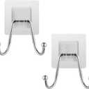 2 Pack Self Adhesive Wall Hooks Waterproof Rustproof Towel Hooks Stainless Steel Coat Hooks for Use Inside Kitchen Room