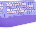 Wireless Ergonomic Keyboard and Mouse Combo with PU Wrist Rest, Carpal Tunnel Keyboard, 2.4G Colorful Split Ergo Keyboard, Comfortable Natural Typing, Compatible with PC/Laptop (Purple)
