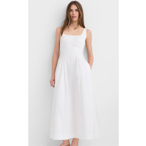 Seamed Waist Midi Pocket Dress  (White, 12)