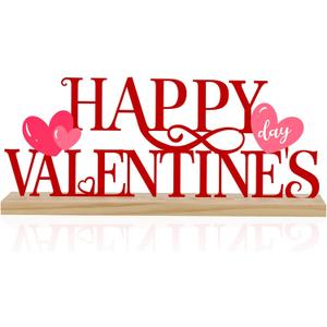 COCHIE Metal Happy Valentine's Day Sign, Valentines Day Decorations for Home, Party, Shelf, Mantel, Indoor, Valentine Heart Decor, Valentines Day Table Top Decoration (Valentine)