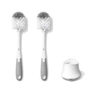 OXO Tot Bottle Brush with Nipple Cleaner and Stand Gray, 2-Pack