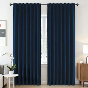 CUCRAF Navy Blue Blackout Curtains 84 Inches Length 2 Panels Set, Rod Pocket and Back Tab Window Curtain, Dark Blue Thermal Insulated Darkening Drapes for Bedroom Living Room (W52 x L84 Inch)