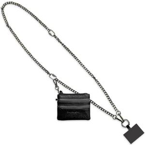 Clip and Go Phone Metal Chain with Pouch (Gun Metal - Black Pouch)  Stylish Phone Lanyard Crossbody with Wallet for Women, Hands-Free Carrying and Adjustable Crossbody Chain Strap