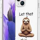 Compatible with iPhone 14 Case Clear Cute for Women - Rugged Phone Cases Funda Protector Cover Skin (Brown Bradypod Sloth Meditating)