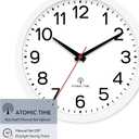 AKCISOT Atomic 10 Inch Wall Clock, Analog Indoor Battery Operated Clock for Kitchen Bedroom Office Classroom Living Room (White)