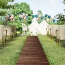 12FT Wooden Garden Pathway, Outdoor Roll Out Decorative Garden Walkway, Weather-Resistant Non-Slip Hardwood Pathway for Backyard, Beach, Wedding Party Paths