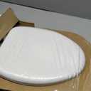 Mayfair Padded Toilet Seat, Cushioned Soft Vinyl over Wood Core Seat, Secure Hinges, Easy Clean, Made in USA, Elongated, White