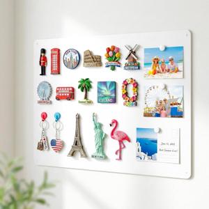 Magnetic Board for Wall 15.7" x 23.6": Large White Display Board for Travel Magnet Collection & Souvenir Decoration | Heavy Duty Metal Panel for Playroom & Kitchen Organization