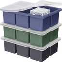 Large Ice Cube Tray for Whiskey: 2" Big Silicone Ice Tray with Lid for Whisky - 3Pack Old Fashioned Ice Cube Trays for Cocktail - Huge Square Cubed Bourbon Ice Cube Maker (Black+Green+Blue)