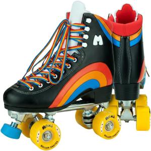 Moxi Rainbow Rider Roller Skates for Women - Beautiful, Durable, Supportive Rainbow Skates with Padded Lining, a Sturdy Plate, and Soft Outdoor Wheels - Asphalt Black - Size 9