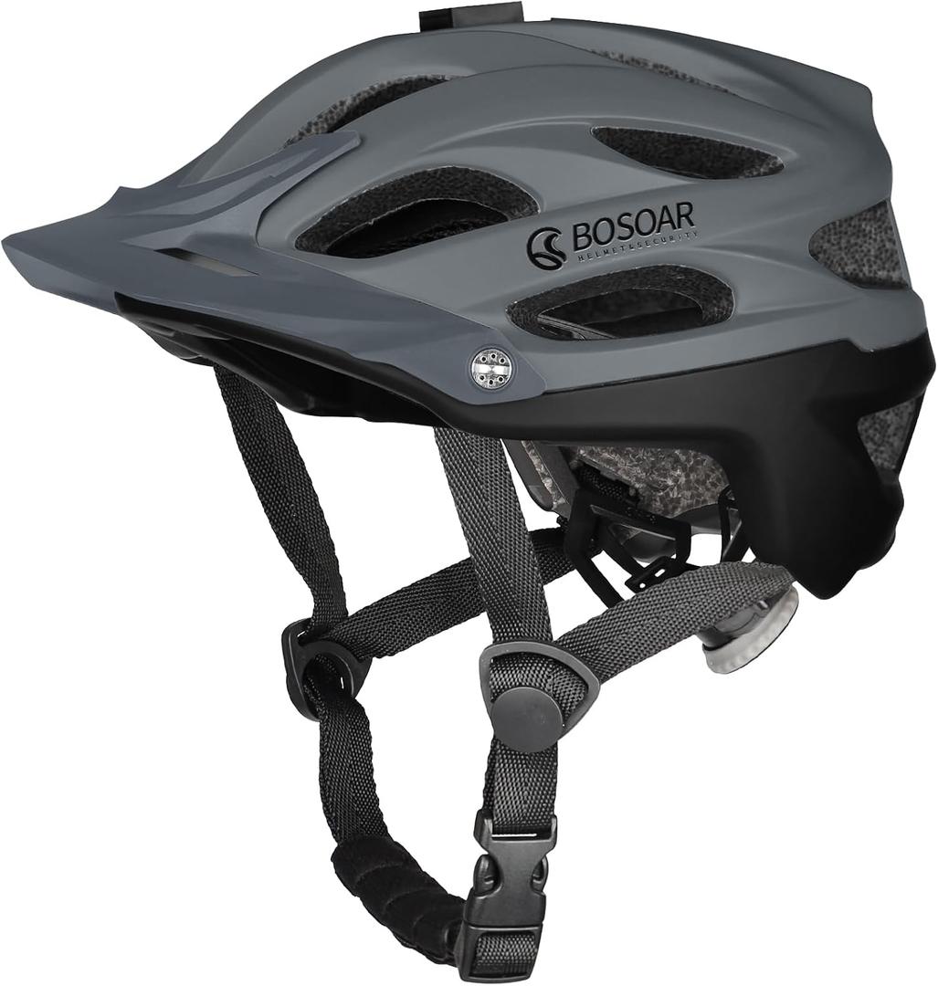 Bosoar Mountain Bike Helmet,Adult Cycling Helmet with Camera Mount and Detachable Visor for Men Women Youth,Suggested Fit 55-61 Cm