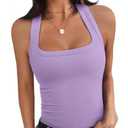 Womens Ribbed Racerback Tank Tops Basic Slim Fit Sleeveless Shirts Y2K Summer Going Out Outfits Lavender M