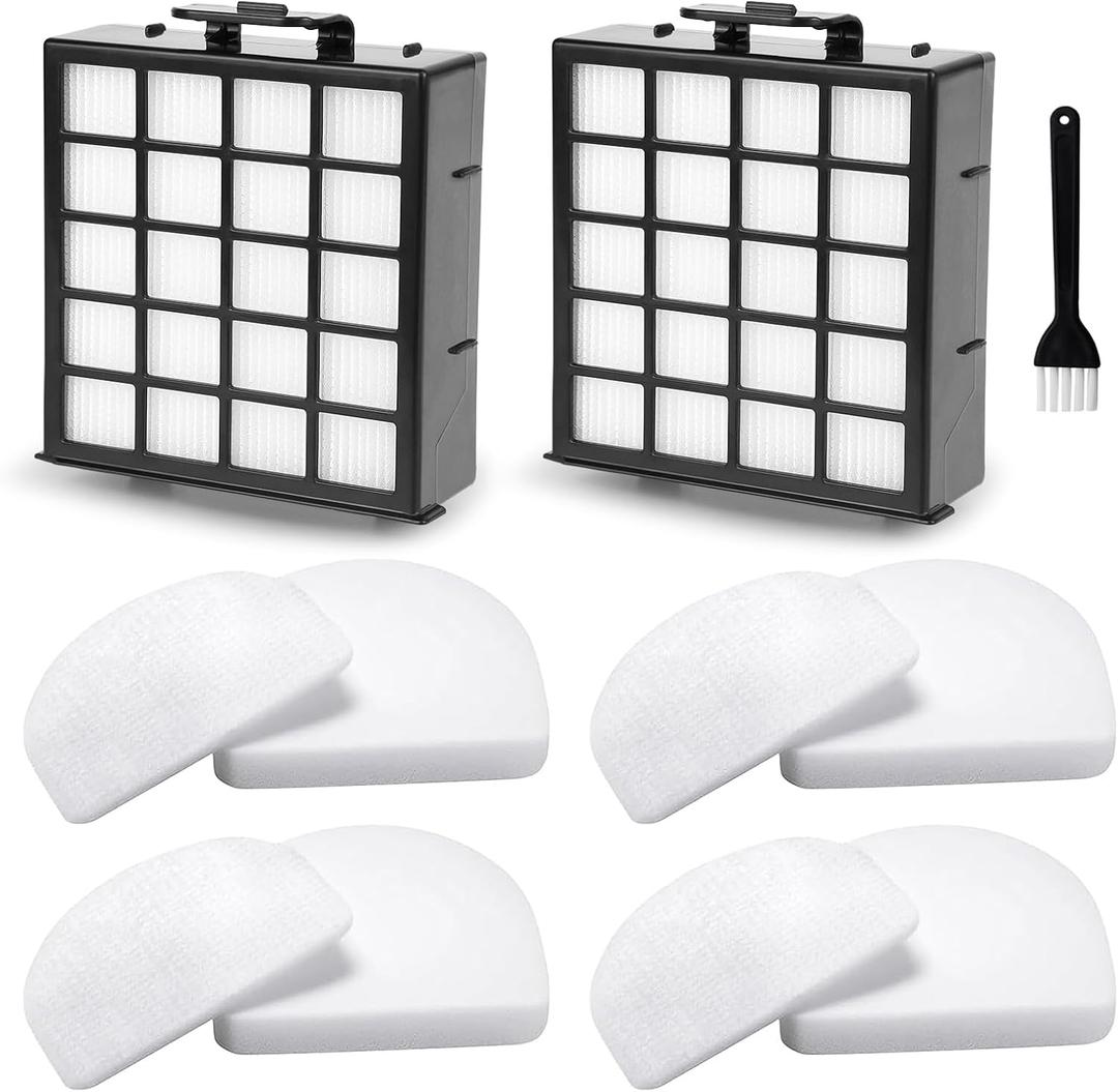AZ4002 Replacement Filter for Shark POWERDETECT Upright Vacuum Cleaner AZ4000 AZ4000C AZ4002 AZ4002W, 2 HEPA Filters and 4 Foam & Felt Filters, Part XFFKAZ4000 XHFAZ4000