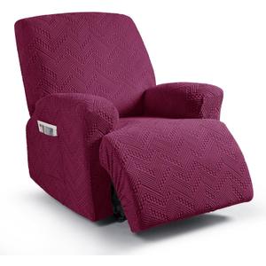 Ruaozz Recliner Sofa Covers Recliner Chair Covers Couch Covers for Reclining Couches with Pockets Washable Furniture Protector with Elastic Bottom (1 Seater, Wine)