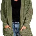 Miladusa Women's Cardigan Sweaters Long Sleeve Plus Size Solid Cable Knit Open Front Outerwear with Pockets. Size XXL.