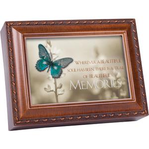 Cottage Garden Trail of Beautiful Memories Woodgrain Rope Trim Keepsake Music Box Plays Edelweiss
