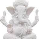 Indian God Lord Ganesha Statue,Hindu Elephant Statue Ganpati Idol Buddha Sculptures,Hindu Gift,Home Temple Mandir Meditation Yoga Room Decor5.1(White)