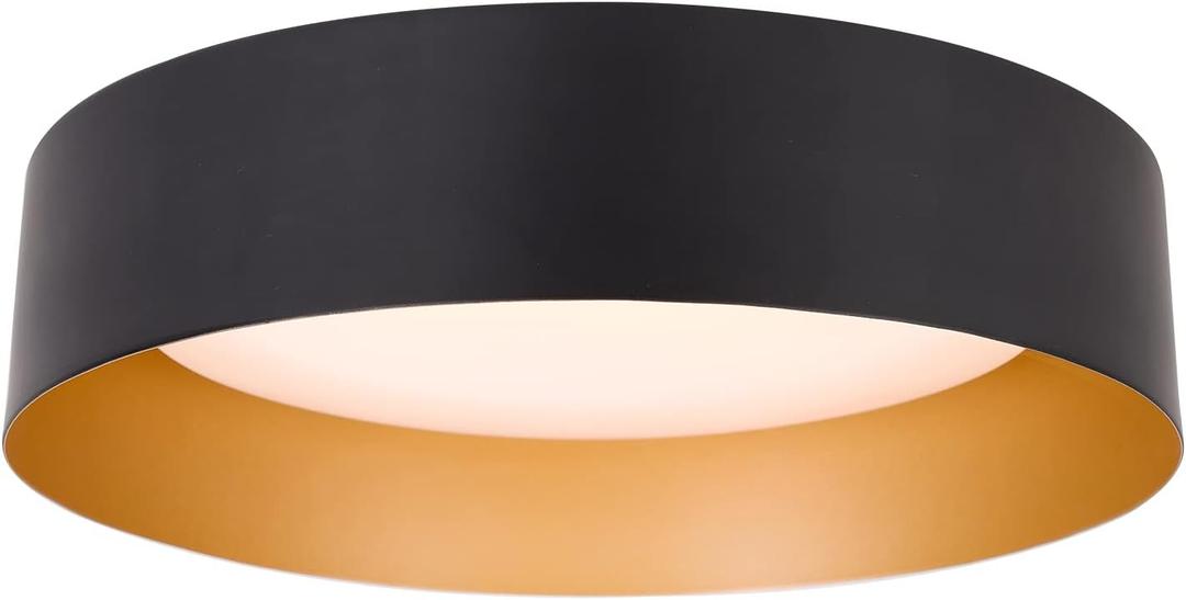 Bargeni Flush Mount Ceiling Light,12.5 inch LED Ceiling Light Fixture, Matte Black with Gold Inside,3000K/Warm White/18W(100w Equiv.), Dimmable Outdoor Lighting Fixtures Ceiling for Bedroom and Hallway