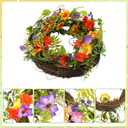 24 Inch Spring Branch Wreath with Mixed Morning Glory Flowers Trumpet Blossom Floral Wreath Silk Morning Glory Flower Hanging Wreath with Vine for Front Door Wedding Window Wall Summer Home Decoration