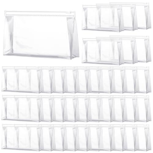 Xuniea 50 Pcs Mini Clear Makeup Bag Small Clear Zipper Pouch Travel Plastic Cosmetic Organizer Waterproof for Toiletries Swimsuit Bikini Bathing Suit(7.5'',Transparent)