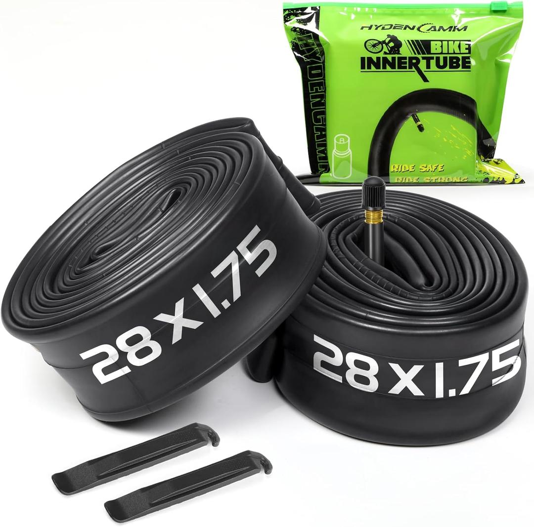 2 Pack 12"/14"/16"/18"/ 20"/ 22"/24"/ 26"/27.5"/28"/29" x1.75/1.95/2.10/2.125 Bicycle Tube with 2 Tire Levers, with 32mm AV Schrader Valve, Reliable Inner Tube for Kids/Road/MTB Bike (2 of One Size)