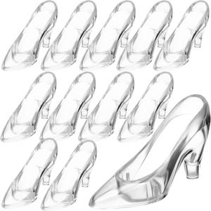 PRETYZOOM 12 Pcs Crystal Shoe Ornaments Clear High Heels Decorations Transparent Glass Slipper Figurines for Home Office Party Favors