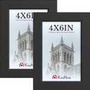 4x6 Picture Frame 2 Pack, Black Solid Wood Gallery Photo Frame, Wall Hanging or Tabletop Display