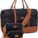 Weekender Bags for Women with Toiletry Bags Large Overnight Bags Travel Duffel Bag Carry On Shoulder Weekend Tote with Shoe Compartment and Wet Pocket (Black)