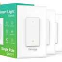 GHome Smart Smart Switch, 2.4Ghz Wi-Fi Light Switch Compatible with Alexa, Google Home, Neutral Wire Required, Single-Pole,UL Certified,Voice Control and Timer,No Hub Required,4pack, White