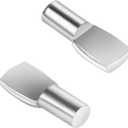 6mm Shelf Pegs Pins, Spoon Shaped Shelf Pins Support Pegs for Shelves, Nickel Plated Shelf Pins Holders, 100 PCS