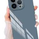 PSIOXY Compatible with iPhone 15 Pro Case Rectangle for Women Men, Soft TPU Shockproof Full Lens Protection, Works with Magnetic Wireless Charging Cover Phone Case for iPhone 15 Pro Gray