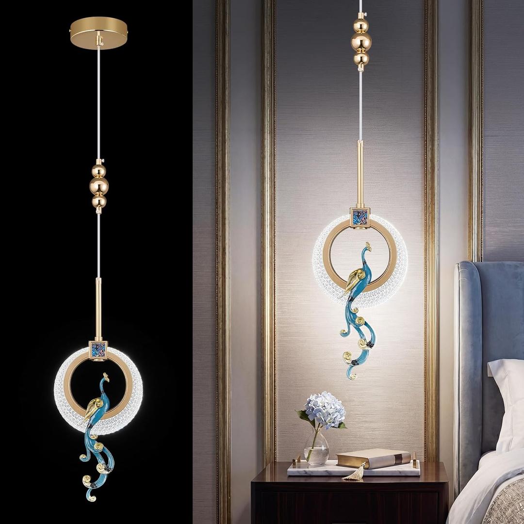 Modern Gold Pendant Light Acrylic Chandelier Dining Room Light Fixture Adjustable Hanging Ceiling Light Fixture for Kitchen Island Dining Room Living Room