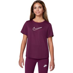 Nike Girls One Fitted Dri-fit Short-Sleeve Top (Medium, Bordeaux/White)