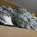 5ft Per-Lit Snow Flocked Christmas Tree, Artificial Christmas Tree with 200 Warm White Lights, 551 Branch Tips, Premium Green Full Xmas Tree for Easy Holiday Setup, Foldable Metal Base
