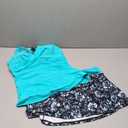 Talisea Womens Tankini Bathing Suits with Skirt Two Piece Tummy Control Swimsuits Ladies Swimwear (Medium, Aqua and Flower)