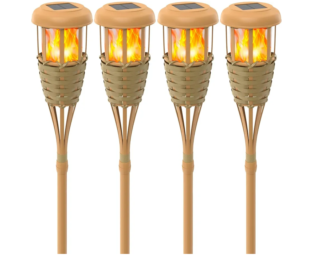 Solar Outdoor Lights, Solar Torch Lights Outdoor Flickering Flame, Outdoor Decorations for Patio Path Yard - 4 Pack