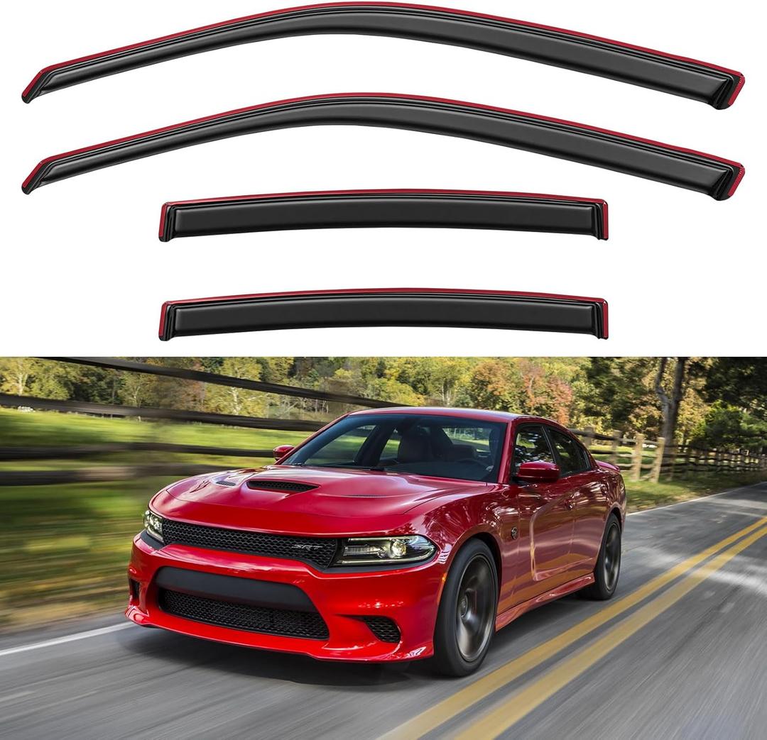 In-Channel Window Visors Rain Guards for 2011-2023 Dodge Charger, Window Vent Wind Deflectors Visors Shades for 11-23 Charger (NOT Outside-Adhensive Style
